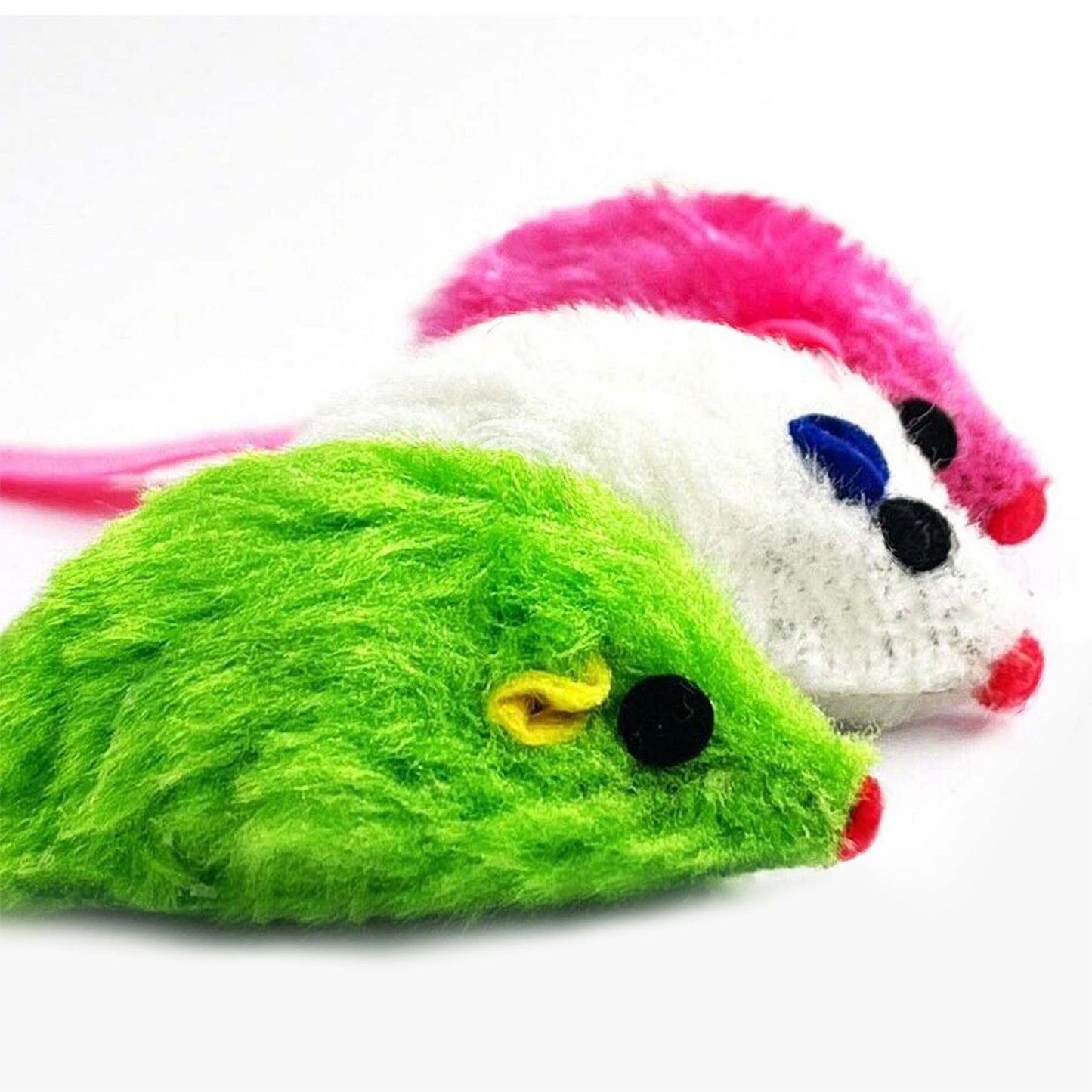 3PK FLUFFY MICE CAT TOYS SMALL MOUSE FURRY INTERACTIVE PLAY KITTEN PET TEASER