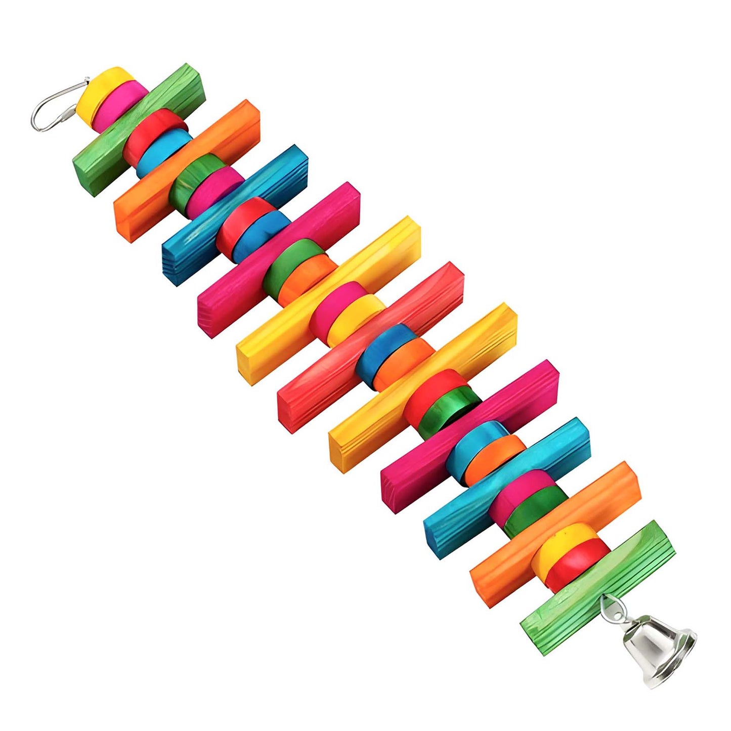 PARROT WOOD SPIRAL CHEW TOY WITH BELL